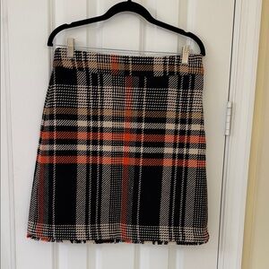 Ann Taylor Black and Orange Plaid Mini Skirt